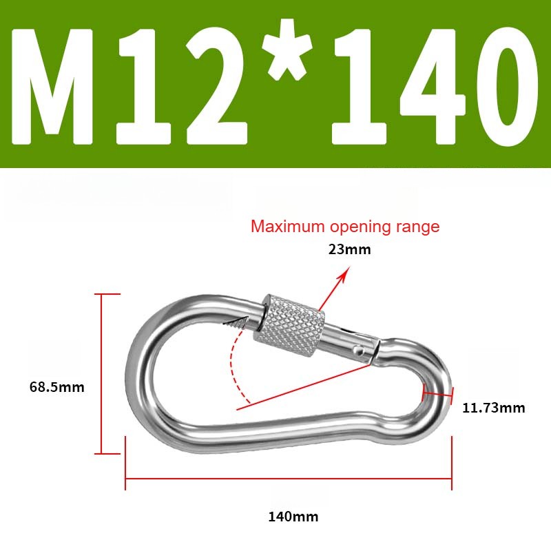304 Stainless Steel Locking Carabiner Clip - Screw Gate Snap Hook