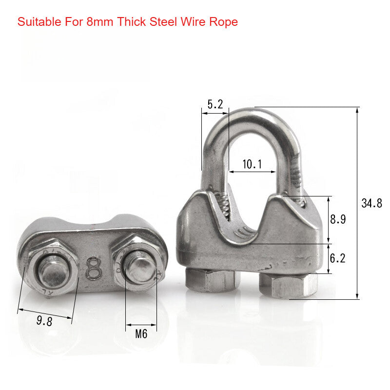 304 A2 Stainless Steel Wire Rope Grips & U-Bolt Clamps