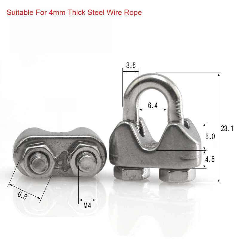 304 A2 Stainless Steel Wire Rope Grips & U-Bolt Clamps