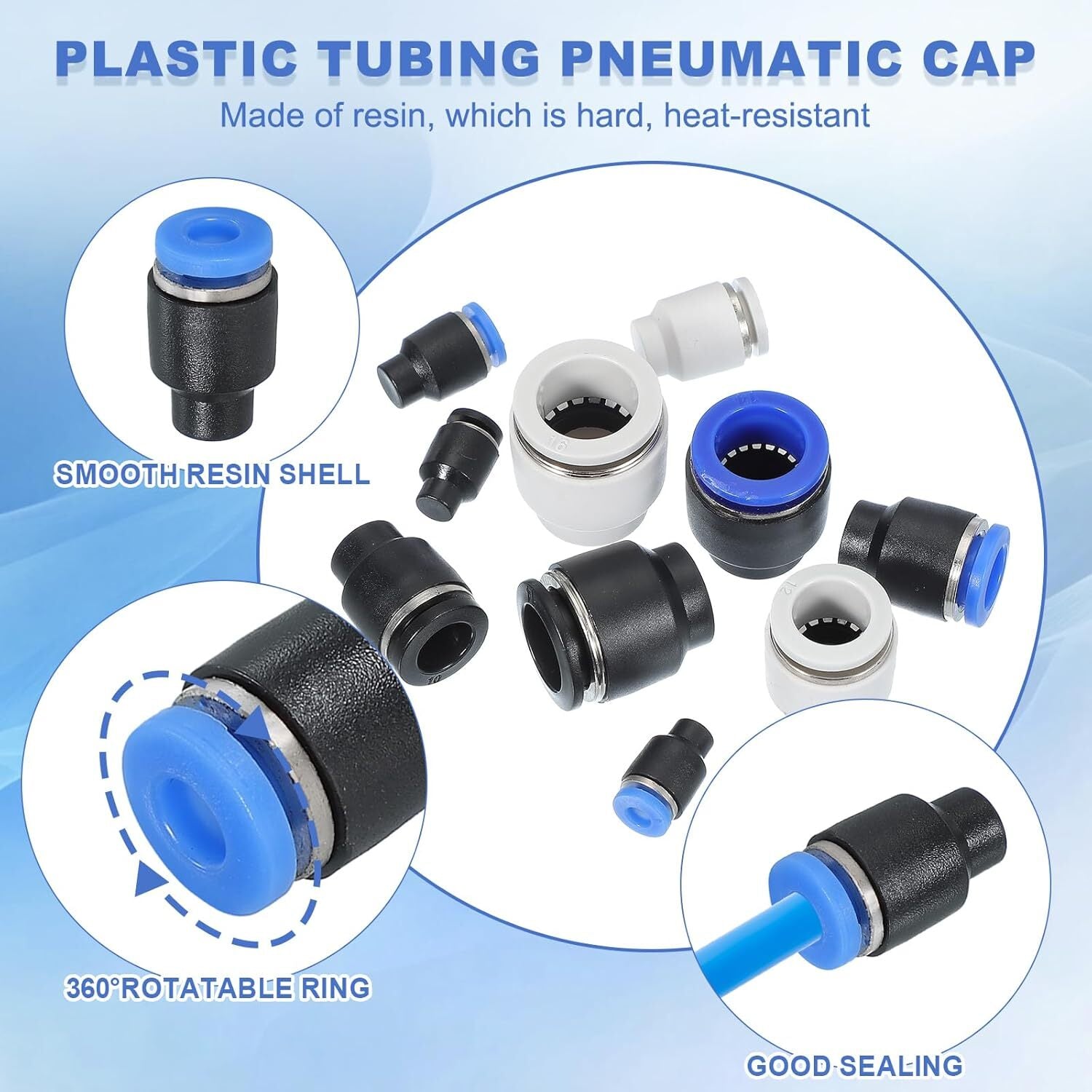 Pneumatic Push-to-Connect End Cap Fittings | Quick Release Air Tube Plugs (4mm - 16mm)
