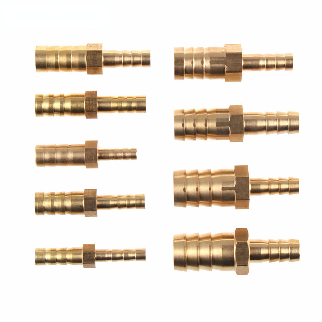 Solid Brass Barb Hose Joiner & Reducer Fitting | Straight Connector for Fuel, Air, Water, Oil