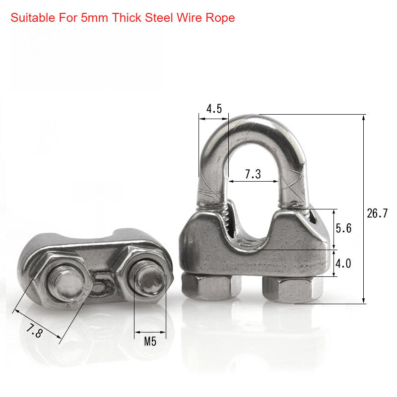 304 A2 Stainless Steel Wire Rope Grips & U-Bolt Clamps