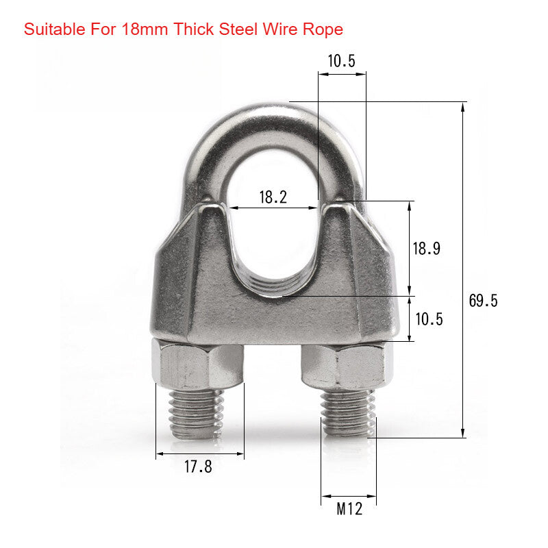 304 A2 Stainless Steel Wire Rope Grips & U-Bolt Clamps