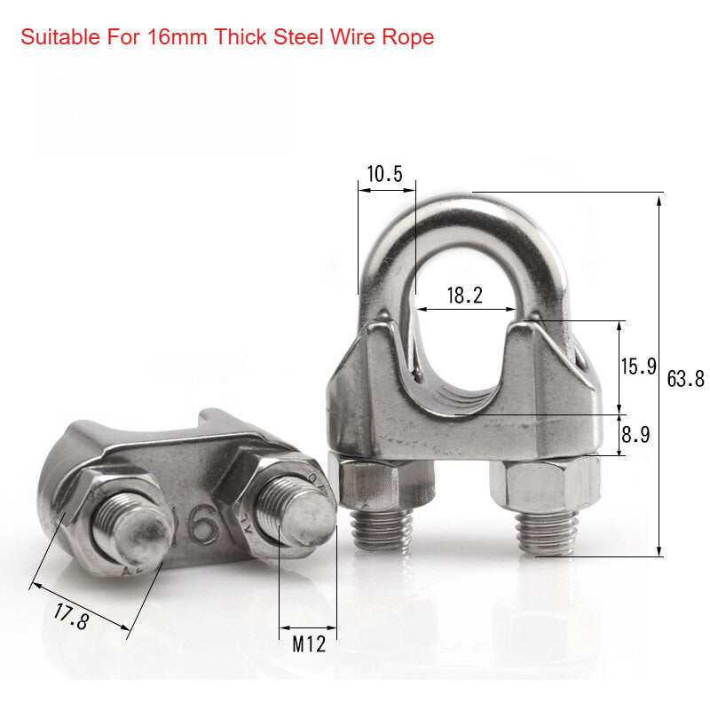 304 A2 Stainless Steel Wire Rope Grips & U-Bolt Clamps