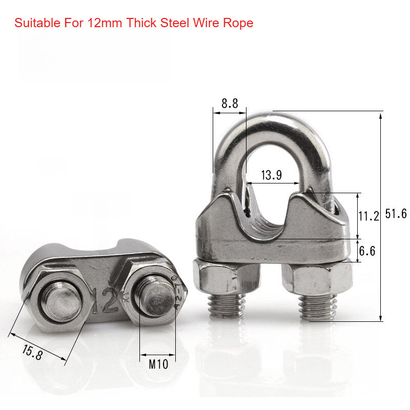304 A2 Stainless Steel Wire Rope Grips & U-Bolt Clamps