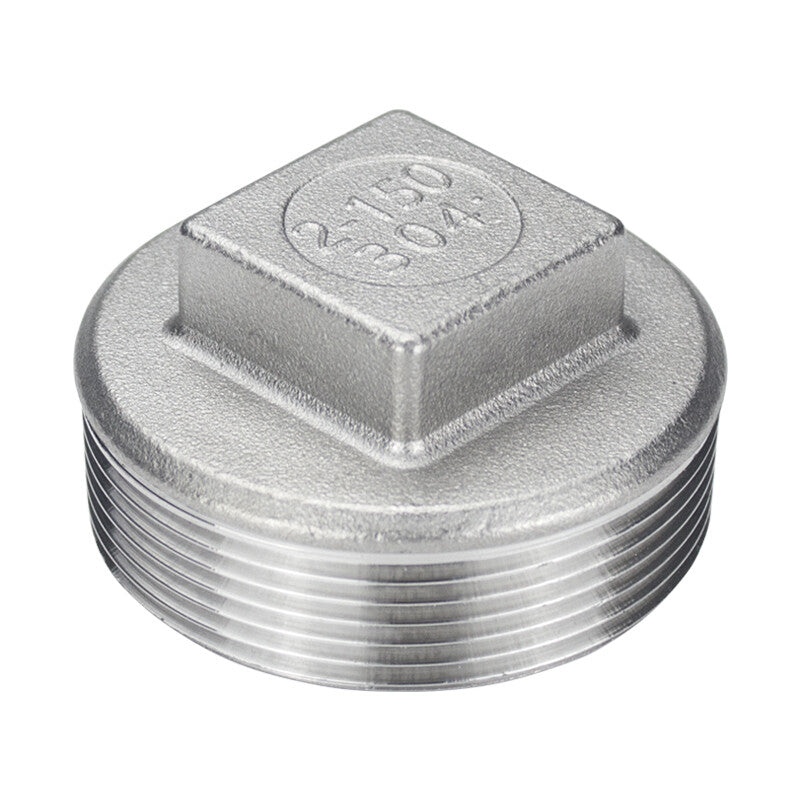 304 Stainless Steel Square Head Solid Plug – Male BSP Threaded Pipe End Cap