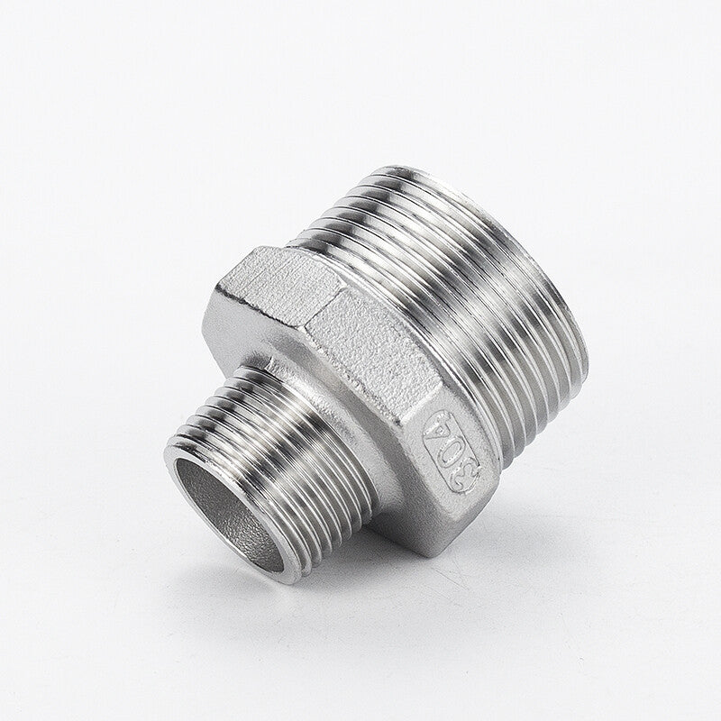 304 Stainless Steel Reducing Hexagon Nipple - Male to Male BSP Threaded Pipe Adapter