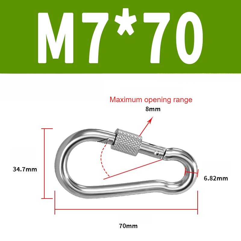 304 Stainless Steel Locking Carabiner Clip - Screw Gate Snap Hook