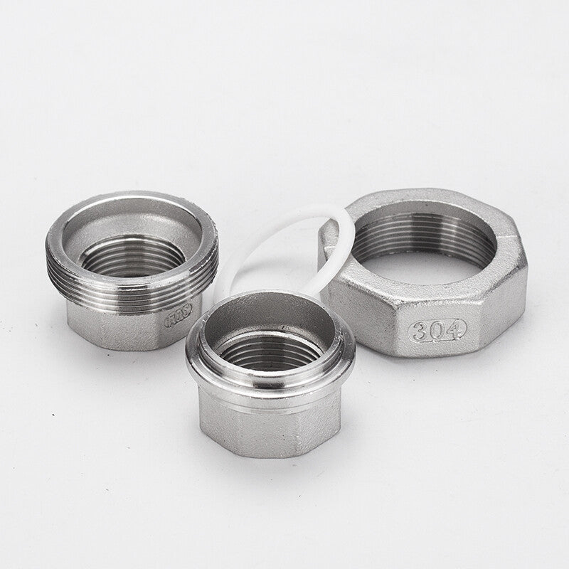 304 Stainless Steel Female Threaded Union – 3-Piece Detachable BSP Pipe Connector