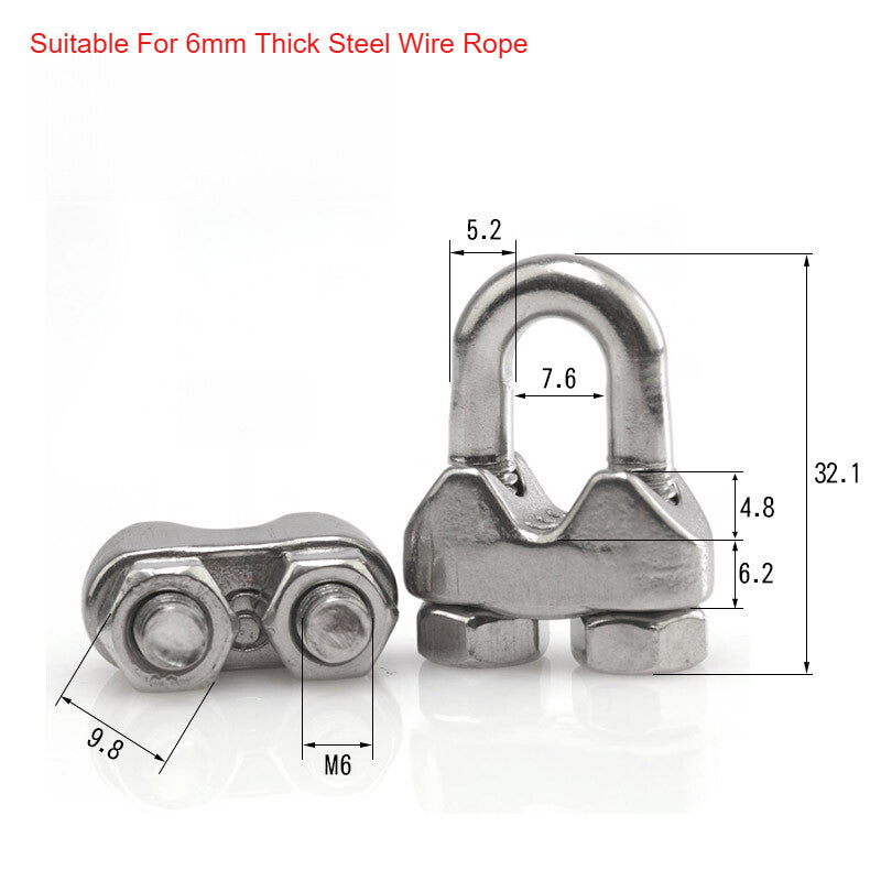 304 A2 Stainless Steel Wire Rope Grips & U-Bolt Clamps