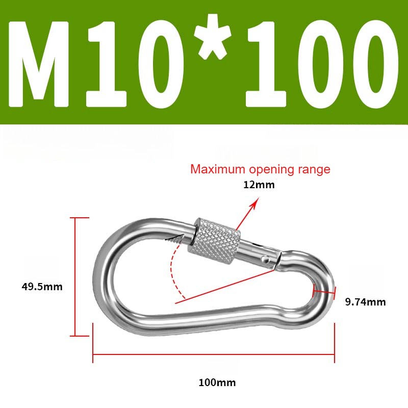 304 Stainless Steel Locking Carabiner Clip - Screw Gate Snap Hook