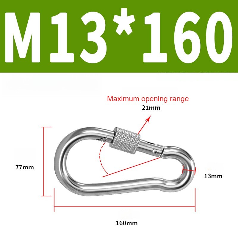 304 Stainless Steel Locking Carabiner Clip - Screw Gate Snap Hook
