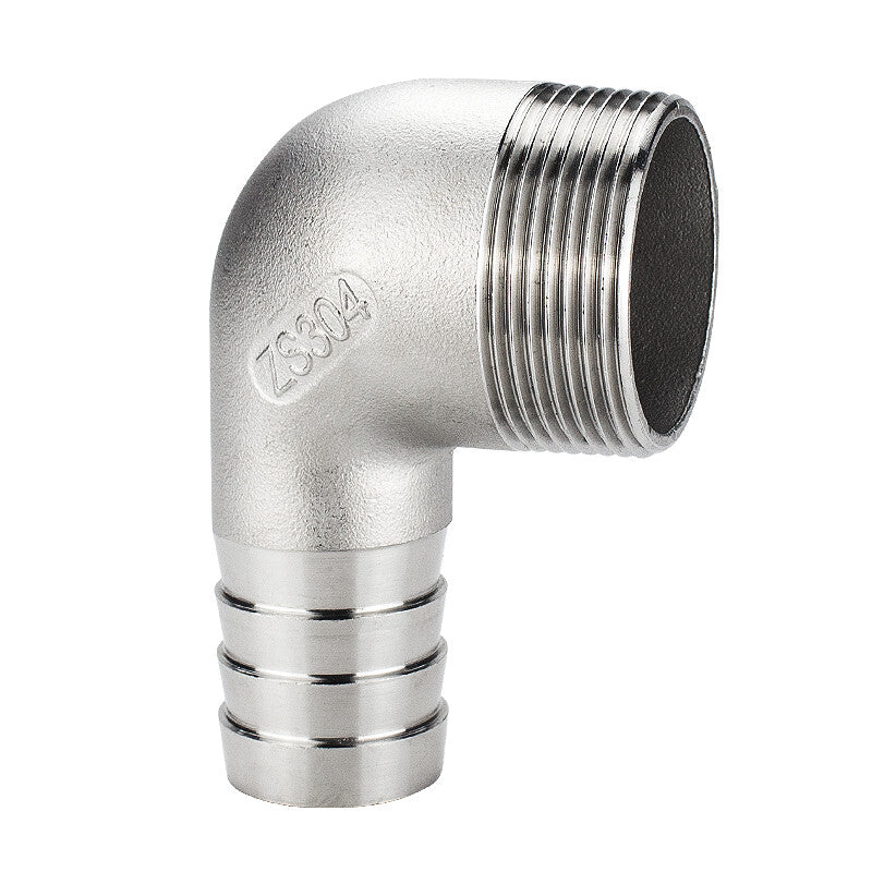 304 Stainless Steel 90° Hose Barb Elbow – Male BSP Thread to Barb Tail Connector