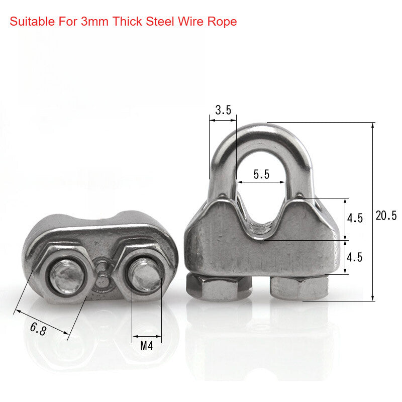 304 A2 Stainless Steel Wire Rope Grips & U-Bolt Clamps