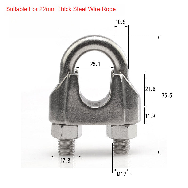 304 A2 Stainless Steel Wire Rope Grips & U-Bolt Clamps