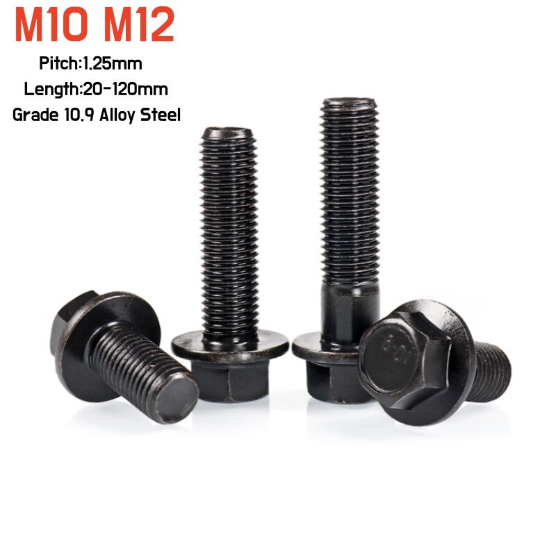 M10x1.25 / M12x1.25 Fine Pitch Hex Flange Bolts Grade 10.9
