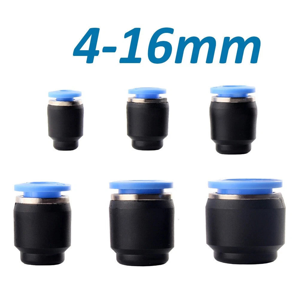 Pneumatic Push-to-Connect End Cap Fittings | Quick Release Air Tube Plugs (4mm - 16mm)