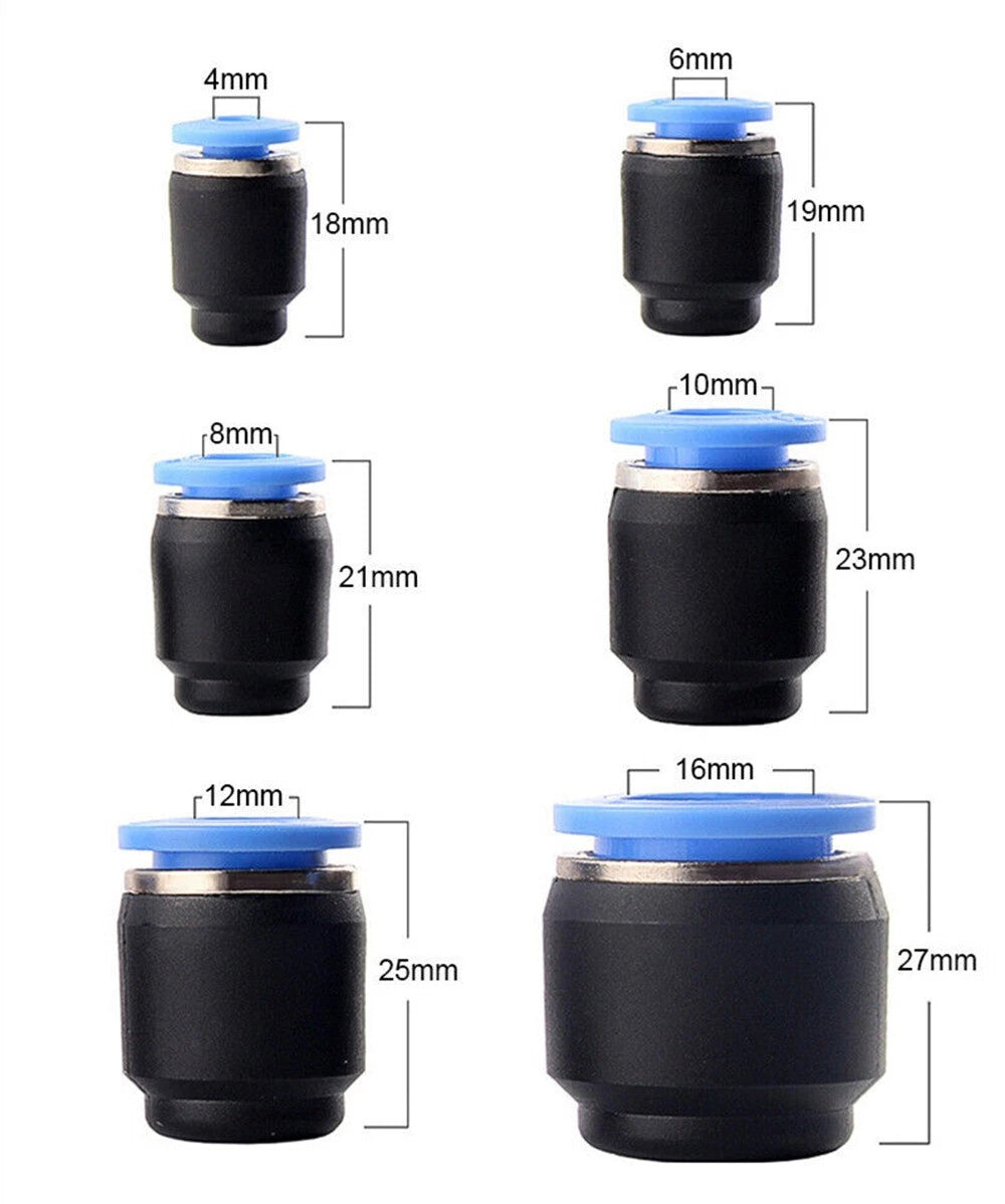 Pneumatic Push-to-Connect End Cap Fittings | Quick Release Air Tube Plugs (4mm - 16mm)