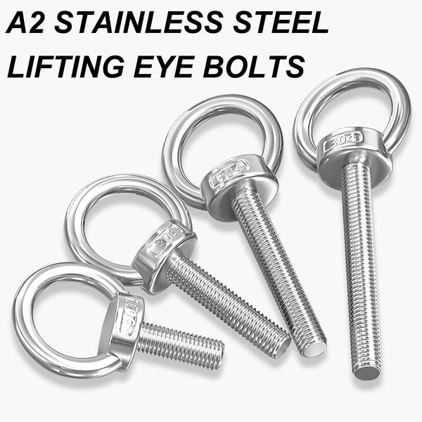 304 A2 Stainless Steel Lifting Eye Bolts - Metric Thread DIN 580 (M3 - M24)