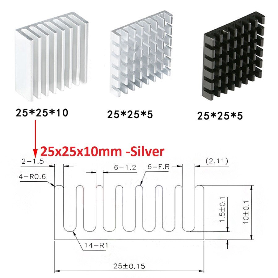 High-Performance Aluminium Heatsink Radiator | Universal Thermal Cooling Blocks (Various Sizes)