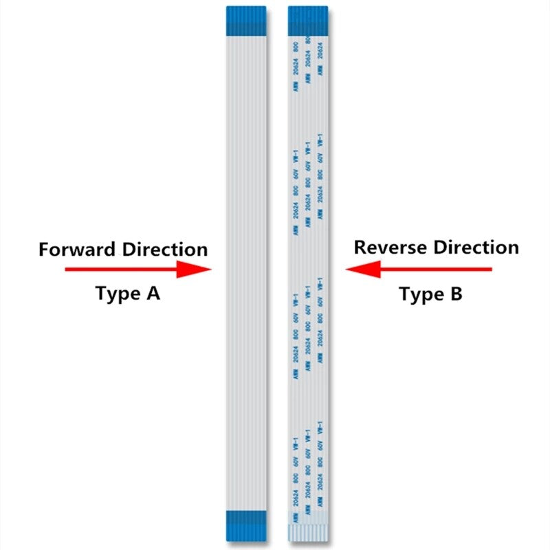 0.5mm Pitch FFC/FPC Flexible Flat Ribbon Cable | 40 to 80 Pin | Same Side / Opposite Side Options (10-Pack)