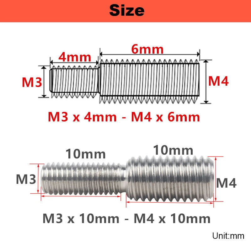 304 Stainless Steel Double End Threaded Studs – Male Bolt Reducer & Adapter (M3 to M16)