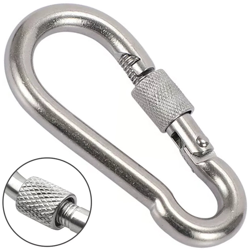 304 Stainless Steel Locking Carabiner Clip - Screw Gate Snap Hook